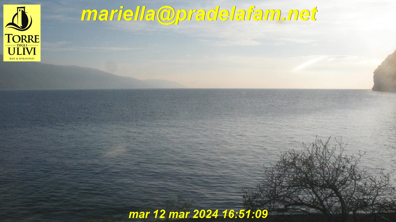 Webcam Pra de la Fam live (vista 2): panorama e vento sul Lago di Garda